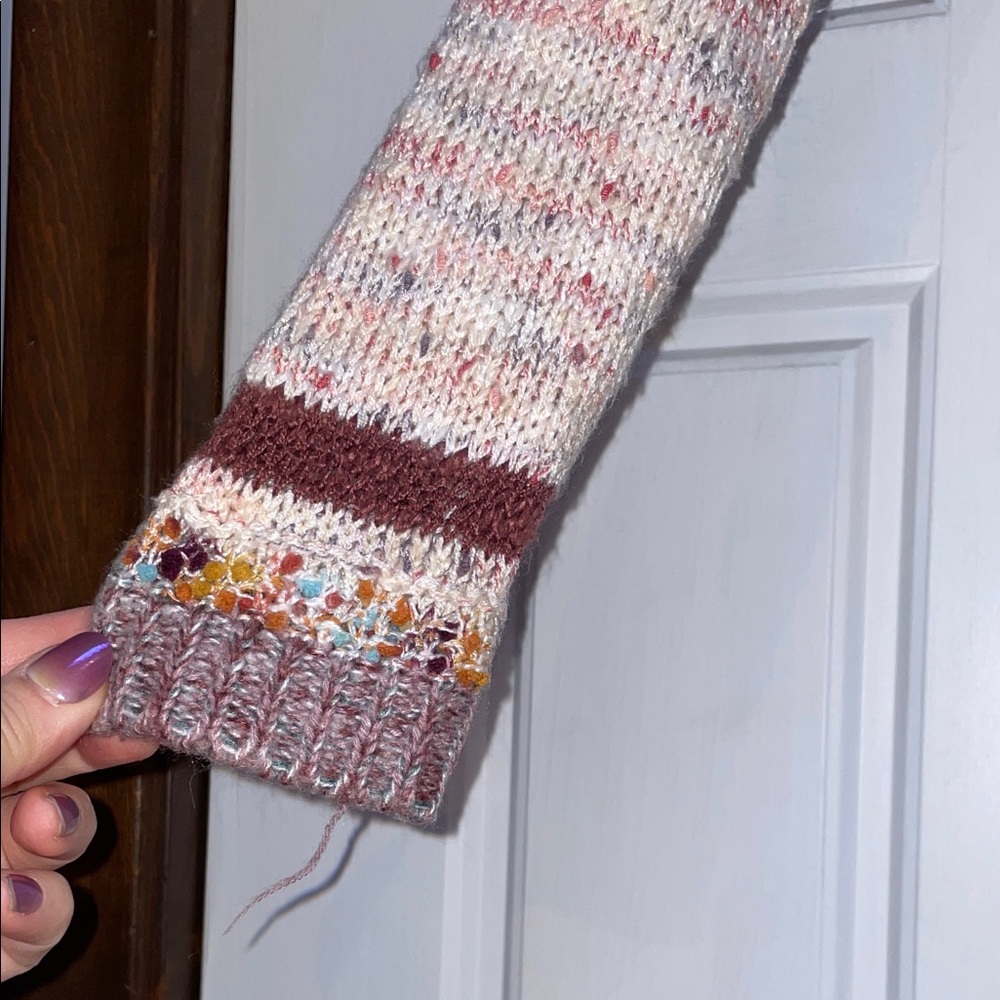 Jolt Maroon and Cream Long Knit Cardigan - Picture 6 of 8